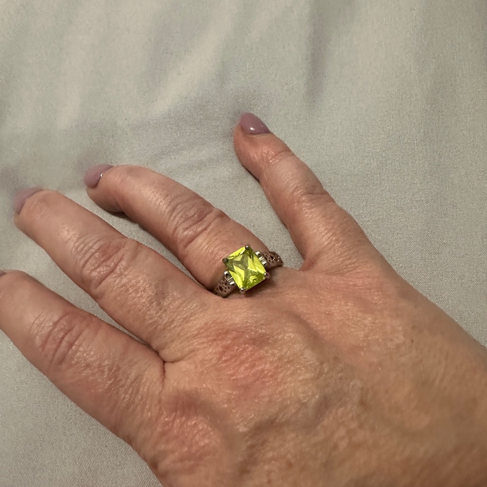 Lia Sophia Lime Green Statement Ring